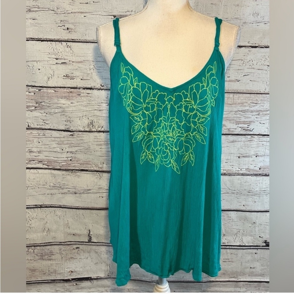 Torrid Teal Floral Embroidered Women's Top